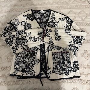 Floral Black and White Corset Top